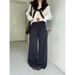 Women's Tencel Linen White Straight Leg Jeans - Early Autumn Slimming Wide Leg Pants Casual Trousers_mkmklike.com