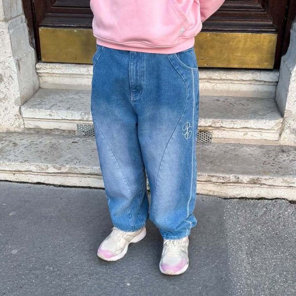 Retro Washed Distressed Jeans Straight Leg Trousers Men's Women's Autumn Winter Street Casual Letter Embroidery_mkmklike.com