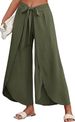 Women's Clothing wide-leg pants with belt high waist trousers_mkmklike.com