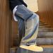 Men's Starry Sky Pattern Jeans Trendy Straight Leg Loose Wide Leg Casual Pants American Retro Washed Spring Autumn_mkmklike.com