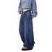 Retro American Street Style Silhouette Curved Blade Jeans Loose Wide Leg Floor Length Trousers Banana Pants Sickle Pants Men's Denim_mkmklike.com
