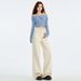 Juvenile Orange#Simple Elegant Apricot-colored Wide-leg Jeans For Women, High-waisted, Loose-fitting, Slimming, With A_mkmklike.com