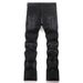 "Men's Rhinestone-Embellished Jeans – High Street Style, Five-Pointed Star & Graffiti Design (Black, Sizes 28-36)"_mkmklike.com