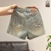 Women's Vintage A-Line Denim Shorts - Retro Light Blue High Waisted Summer Shorts For Casual Street Style_mkmklike.com