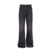 Washed Denim Flared Pants Men's Hippie High Street Trend Back Pocket Embroidery Casual Loose Wide Leg Floor-Length_mkmklike.com