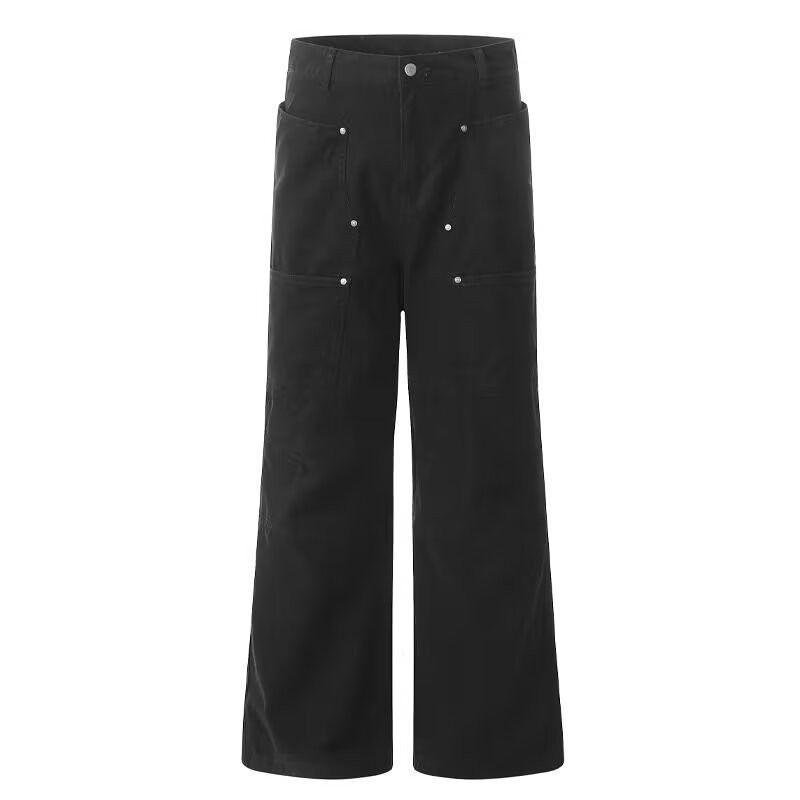 Men's And Women's High Street Straight Leg Casual Jeans Retro Trendy Logging Workwear Slightly Flared Trousers Cross Border American Style_mkmklike.com