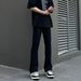 Cleanfit Men's Flared Jeans American Style Versatile Black Stretchy Slim Fit Curved Edges_mkmklike.com