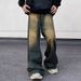 Autumn American Retro Distressed Wide Leg Jeans For Men, Loose Casual Straight Leg Trousers Trendy_mkmklike.com