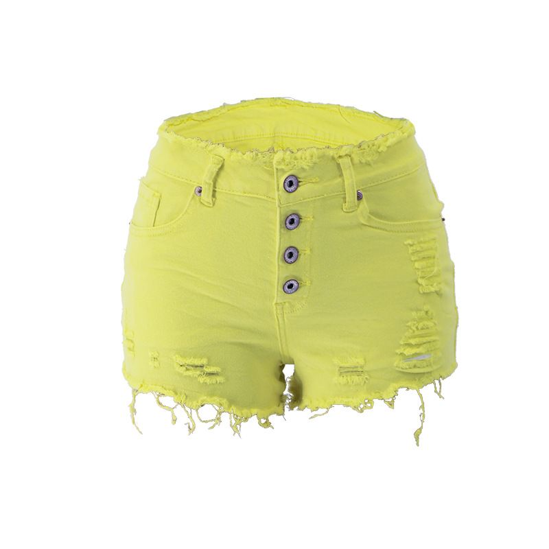 Women's Clothing Spring And Summer New Button Tassel Edge Women's Denim Shorts_mkmklike.com