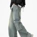 Wide-Leg Cargo Jeans Men's Autumn Trendy Brand Large Pocket Loose Pants Washed Retro High Street Floor-Length Trousers_mkmklike.com