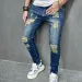 2025 Neue Stil Männer Personalisierte Zerrissene Einfarbig Dünne Jeans Stretch Little Foot Streetwear Motorrad Denim Hosen Männlich_mkmklike.com