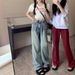 Plus-size Loose-fitting American Retro Straight-leg Jeans For Women, Autumn Wear, High-waisted, Slimming, Stylish_mkmklike.com