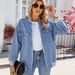 K New Women's Baseball Jacket With Zipper Denim Jacket_mkmklike.com