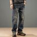 Men's Classic Retro Straight Leg Jeans – Vintage Denim Pants With Relaxed Fit (28-36, Blue Wash)_mkmklike.com