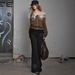 High-Waisted Women's Street Style Jeans with Studs Clean Fit Slightly Flared Unique Versatile Denim_mkmklike.com