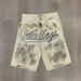 Men's Distressed Denim Shorts With Rhinestone Embellishments – Streetwear Staple With Vintage Wash & Elastic Waist_mkmklike.com