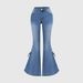 Cross-border European And American Four-season Stretch SMX Lace-up Bow Slim-fit Women's Mid-waist Flared Jeans_mkmklike.com