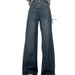 Women's High-Waisted Wide-Leg Jeans Retro Washed Plaid Design Distressed Slimming Versatile Flowy Floor-Length Trousers_mkmklike.com