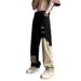 Black And White Patchwork Ripped Jeans Slim Fit High Straight Leg Trendy Brand Street Floor Pants_mkmklike.com