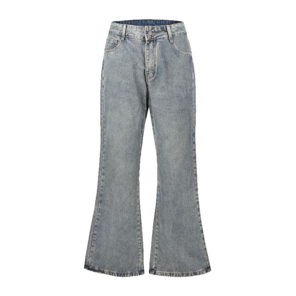 Washed Vintage Denim Flared Men's Hippie Trend Niche Loose Wide-Leg American Casual Long Pants_mkmklike.com