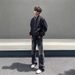 Nordmann European And American High Street Vibes Retro Ripped Black Jeans Men Slim Fit Slimming Straight Leg Slightly Flared_mkmklike.com