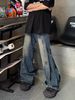 American Splicing Heavy Vibe Jeans Men's And Women's Functional High Street Loose Wide Legs Drooping Street Straight Trousers_mkmklike.com
