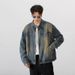Men's Clothing Washed Retro Nostalgic Blue Denim Jacket Trendy Loose Heavy Duty Handsome Zipper Jacket Top_mkmklike.com