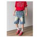 Men's Clothing Floral Embroidery Design Denim Shorts For Men SummerRetro Patch Shorts Trendy Straight Wide Leg Pants_mkmklike.com