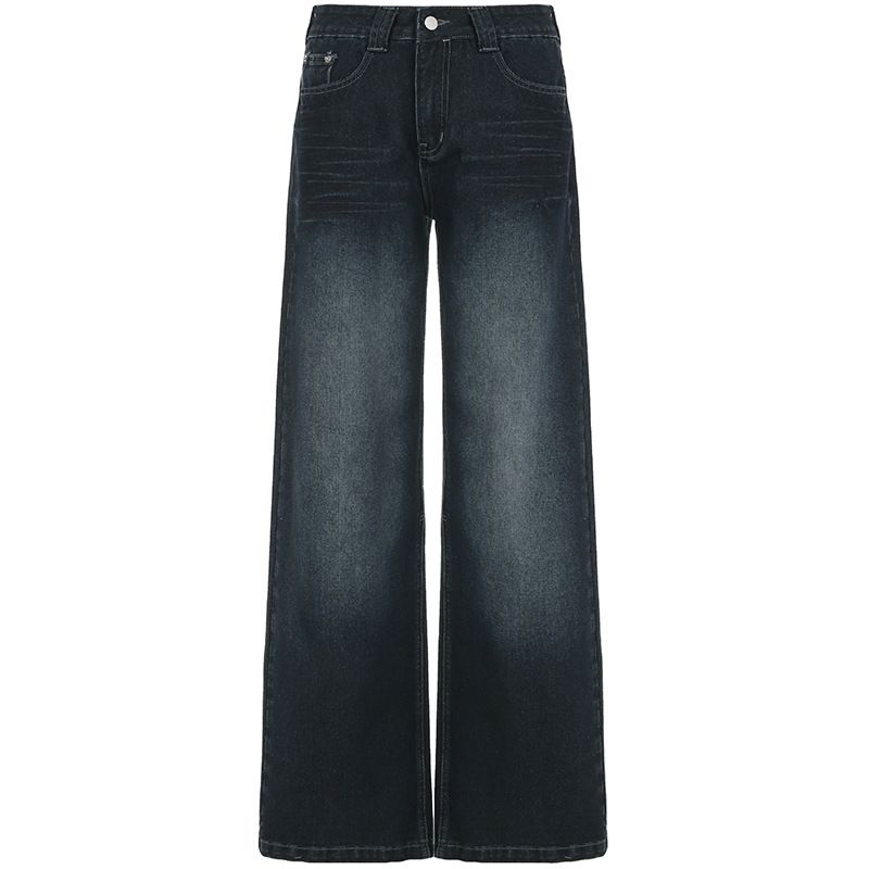 Weekeep Dark Blue Straight Jeans Women Casual Low Rise Loose Denim Pants Streetwear Y2k All-match Denim Trousers Korean Fashion_mkmklike.com