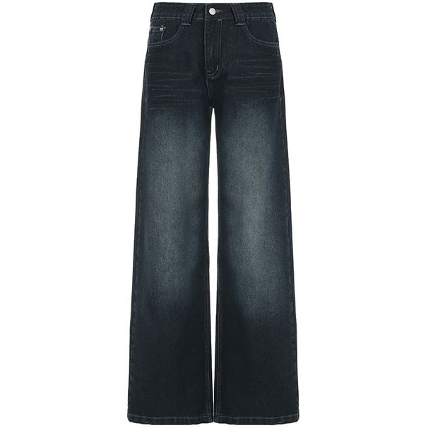 Weekeep Dark Blue Straight Jeans Women Casual Low Rise Loose Denim Pants Streetwear Y2k All-match Denim Trousers Korean Fashion_mkmklike.com