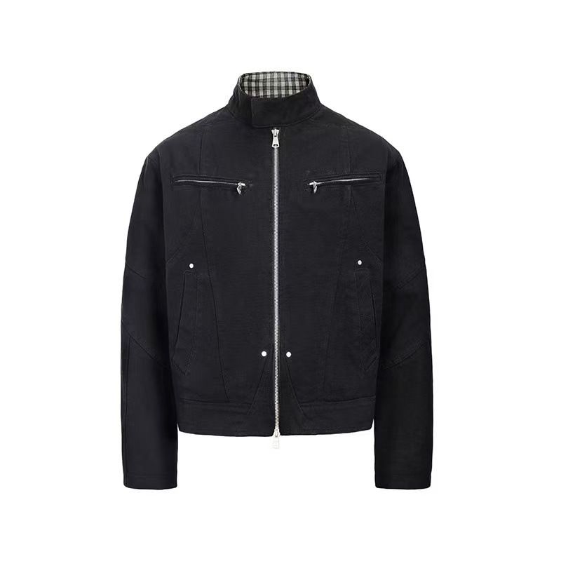 Harrington Jacket II – Cleanfit Heavyweight Washed Canvas Workwear Short Jacket With Stand Collar_mkmklike.com