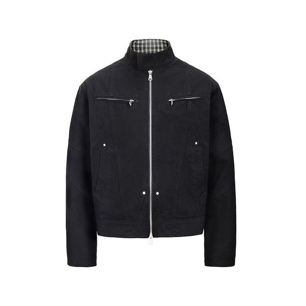 Harrington Jacket II – Cleanfit Heavyweight Washed Canvas Workwear Short Jacket With Stand Collar_mkmklike.com
