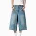 Men's Stylish Blue Jeans Trendy And Cool Loose Straight Leg Cropped Style with Rounded Pockets Cross Border Design_mkmklike.com