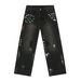 Distressed Graffiti Streetwear Jeans For Men - Loose Straight Leg Baggy Denim Pants With Hand-Painted Art_mkmklike.com
