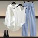 Women's Clothing Summer New Style Outfit Temperament Stylish Shirt Top Camisole Slim Jeans Three Piece Suit_mkmklike.com