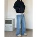 Vintage Washed Denim Jeans For Men – 90s Baggy Streetwear Pants (60% Cotton) – Relaxed Fit Straight-Leg With Dragging Hem For Hip-Hop & Y2K Style_mkmklike.com