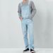 Men's Casual Denim Overalls Workwear Jeans Straight Leg Washed Light Blue Stretch Cotton Comfortable Trendy_mkmklike.com