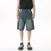 Men's Wide-Leg Denim Shorts - Retro Hong Kong Style | Mid-High Waist Loose Fit_mkmklike.com
