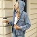 Washed Denim Hooded Jacket For Women & Men, Streetwear Fashion Casual Coat, Spring Summer Lightweight Loose Fit Unisex Outerwear_mkmklike.com