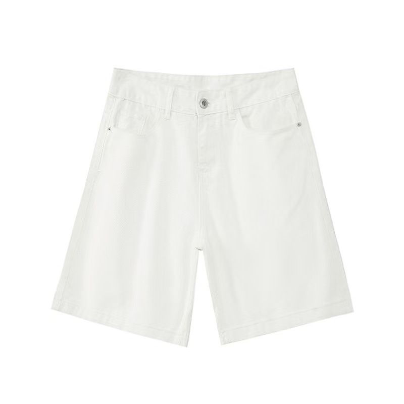 Summer Retro Washed Distressed Denim Shorts For Men Loose Casual Straight Leg Wide Leg Pants_mkmklike.com
