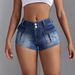Women's Clothing Fashion Hot Girl Big Pocket Bullet Denim Short_mkmklike.com