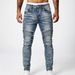 Men's Clothing Slim Fit Stretch Motorcycle Jeans Ripped Patchwork Trousers Street Style Fashion_mkmklike.com