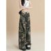 American Style Camouflage Cargo Jeans For Women Summer Loose Fit Versatile Slimming High Waist Cuffed Straight_mkmklike.com