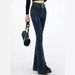 Women's Stretch Denim Pants, Slim Fit With Front Seam & Diagonal Slit Detail For A Flattering Look, Trendy Flared Bootcut Jeans_mkmklike.com