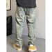 Men's Vintage Washed Denim Jeans Relaxed Straight Fit Midweight Cotton With Splatter Effect Blue M-3XL_mkmklike.com