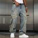 Men's Embroidered Patchwork Jeans – Vintage Streetwear (Distressed Denim, Wide-Leg, Retro Stitching, High Fashion, Urban Style)_mkmklike.com