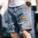 Men's Summer Thin Denim Shorts Loose Style Trendy Brand Cargo Five Point Pants mid Waist Slight Stretch Polyester_mkmklike.com