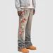 Men's Straight Leg Jeans - High Waist Stretch Denim Pants With Embroidery & Vintage Wash For Casual Streetwear_mkmklike.com
