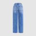 Women's Clothing High Waist Wide Leg Straight Leg Jeans For Women Fashionable Washed Denim_mkmklike.com