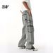 EF JEANS | 2025 Spring New Retro Washed Tooling Straight Pants Men's And Women's Same Snowflake Denim Trousers_mkmklike.com